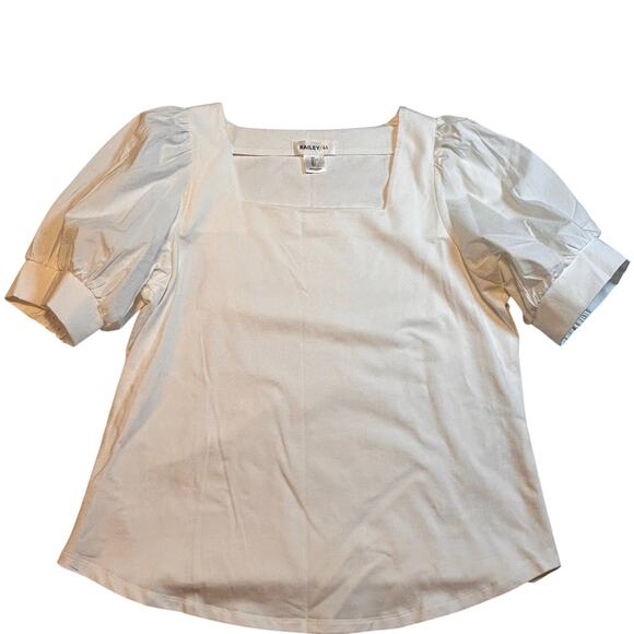 Bailey 44 Tops - Bailey 44 White Puff Sleeve Square Neck Blouse Size Large Elegant Top